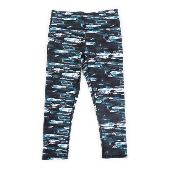 FABLETICS black/teal print capri leggings - Picture 1 of 8